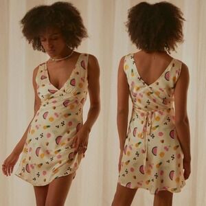 NWT Peppermayo Audrey Vintage Slip Dress Sz 8 Fruit Print Mini Dress Summer Chic